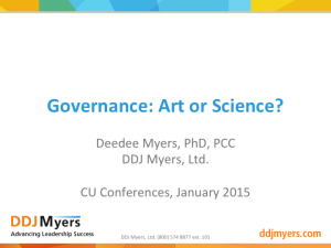 Governance: Art or Science?